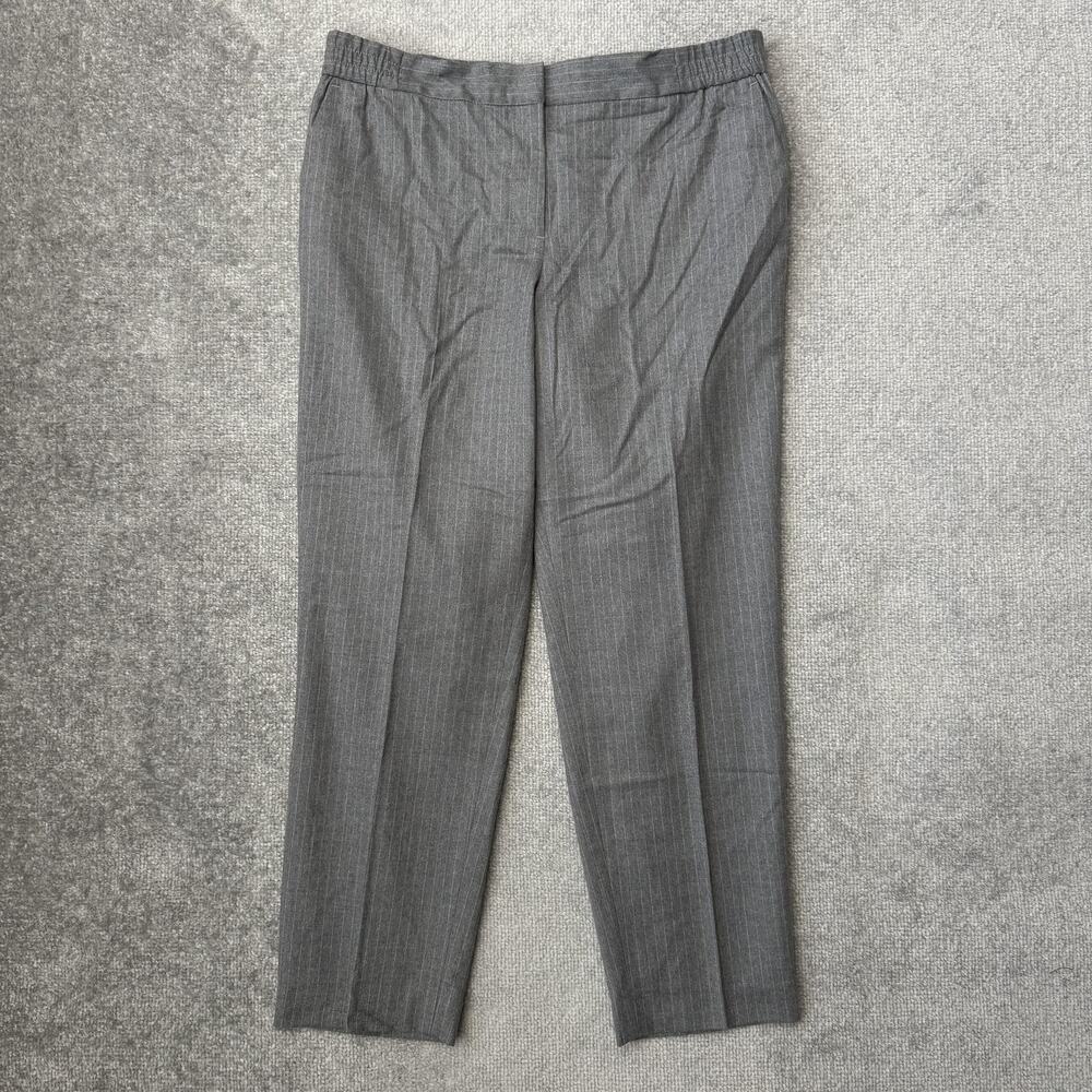 Talbots Pants Womens Petite 10P Gray Pinstripe Italian Flannel Wool Lined Dress